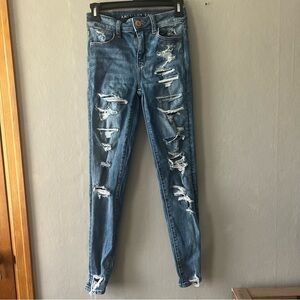 American Eagle Distressed Hi Rise Jeggings Size 0